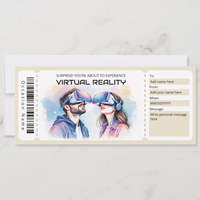 Convites Certificado de Bilhete de Experiência de RV (Frente)