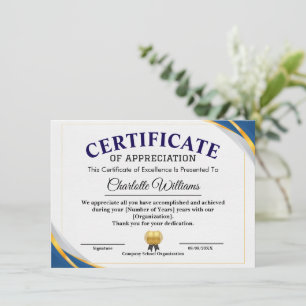 Convites Certificado de Conquista e Apreciação