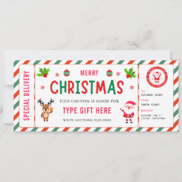 Convites Certificado de Cupom de Natal Rudolph Santa
