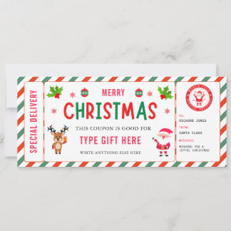 Convites Certificado de Cupom de Natal Rudolph Santa