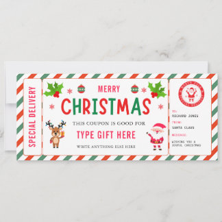 Convites Certificado de Cupom de Natal Rudolph Santa para C