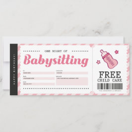 Convites Certificado de Cupom de Presente Rosa Babysitting