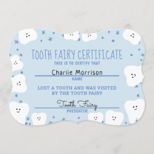 Convites Certificado de fada dentária Boy 2