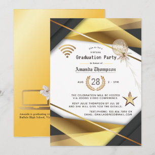 Convites Certificado de Festa de Graduação Virtual Elegante
