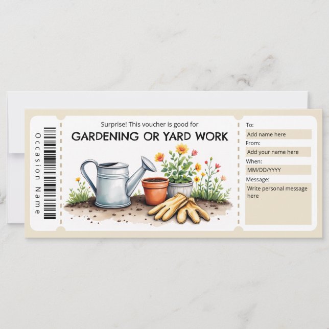 Convites Certificado de Jardinagem e Trabalho de Jardim (Frente)