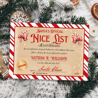 Convites Certificado de Lista de Nice Oficiais de papais no