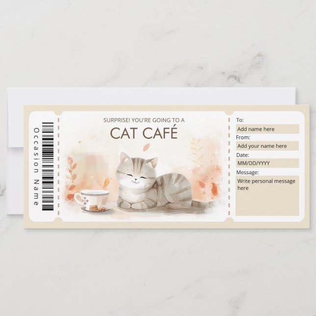 Convites Certificado de Presente de Café Cat para um amante (Frente)