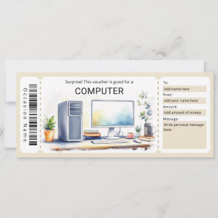 Convites Certificado de Presente de Computador Surpresa