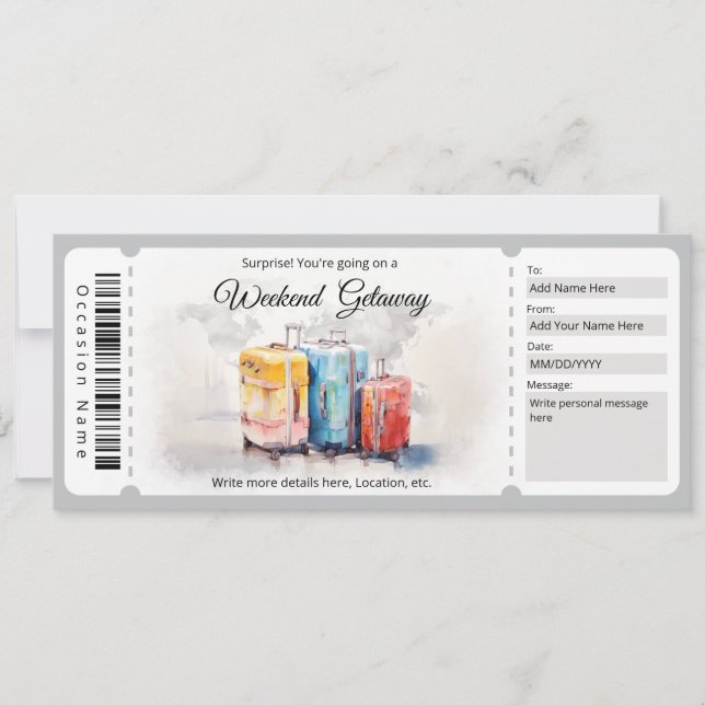 Convites Certificado de Presente de Getaway de Fim de Seman (Frente)