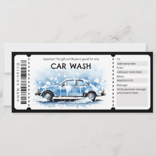 Convites Certificado de Presente de Lavação de Carro