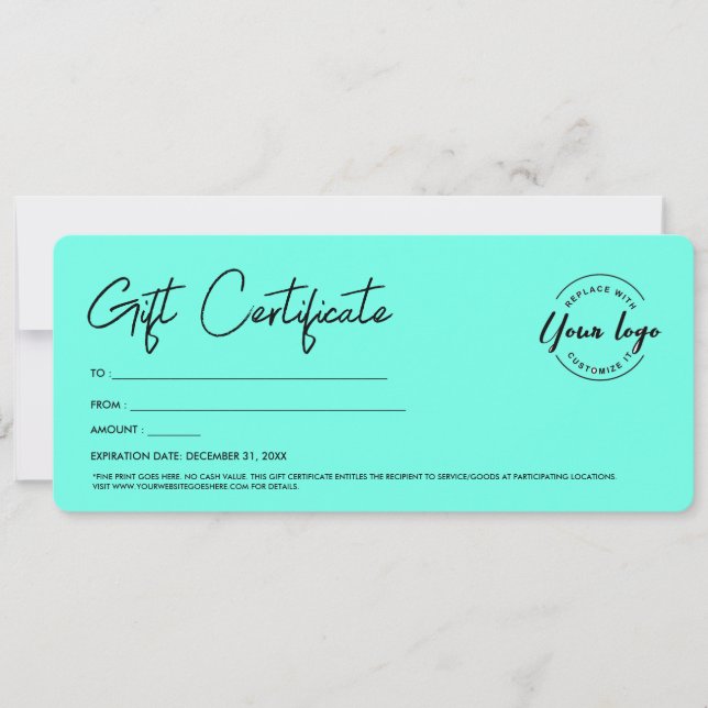 Convites Certificado de Presente de Logotipo Personalizado  (Frente)