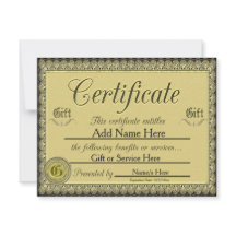 Certificado de presente de Ouro personalizado para