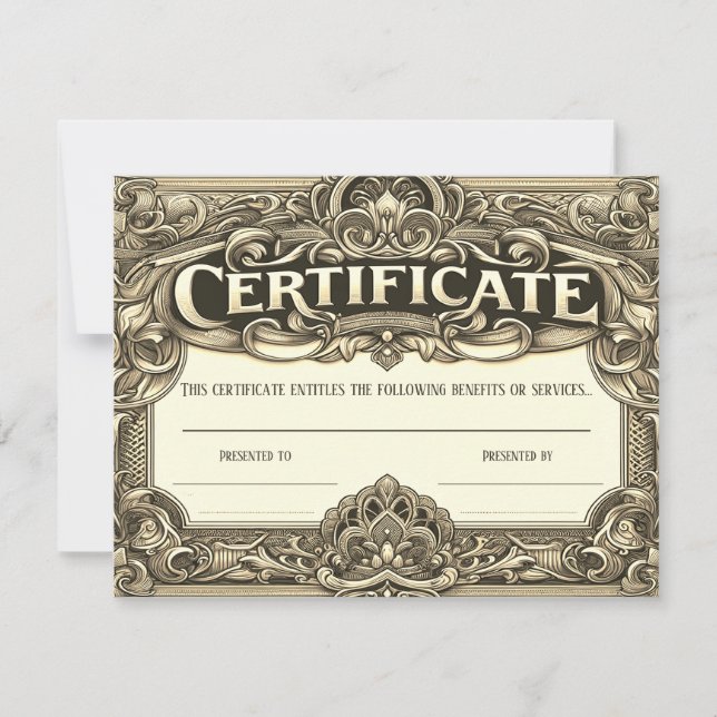 Convites Certificado de presente de Ouro personalizado para (Frente)