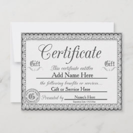 Convites Certificado de Presente de Prata Personalizado par