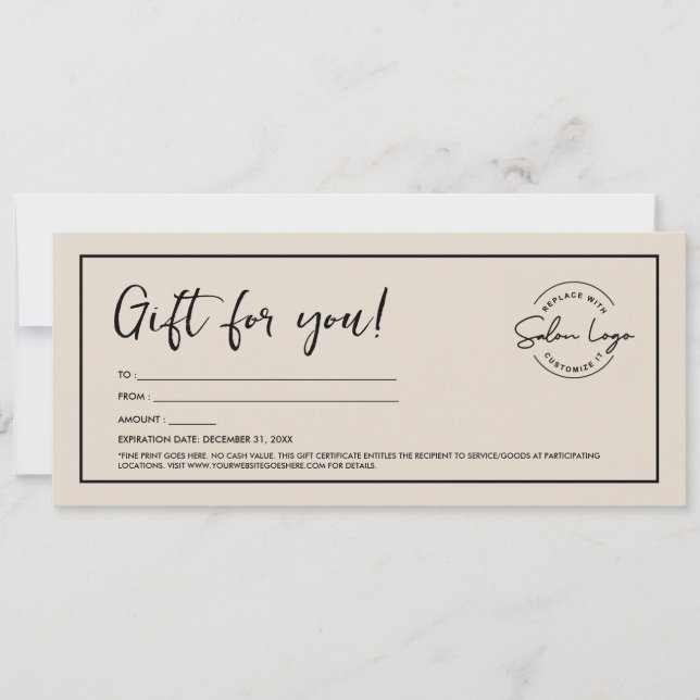 Convites Certificado de Presente de Salão Personalizado Vou (Frente)