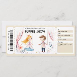 Convites Certificado de Presente de Show de Marionetes
