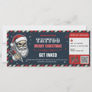 Convites Certificado de Presente de Tatuagem de Natal Cartã