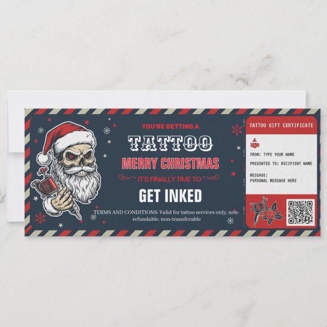 Convites Certificado de Presente de Tatuagem de Natal Cartã (Frente)