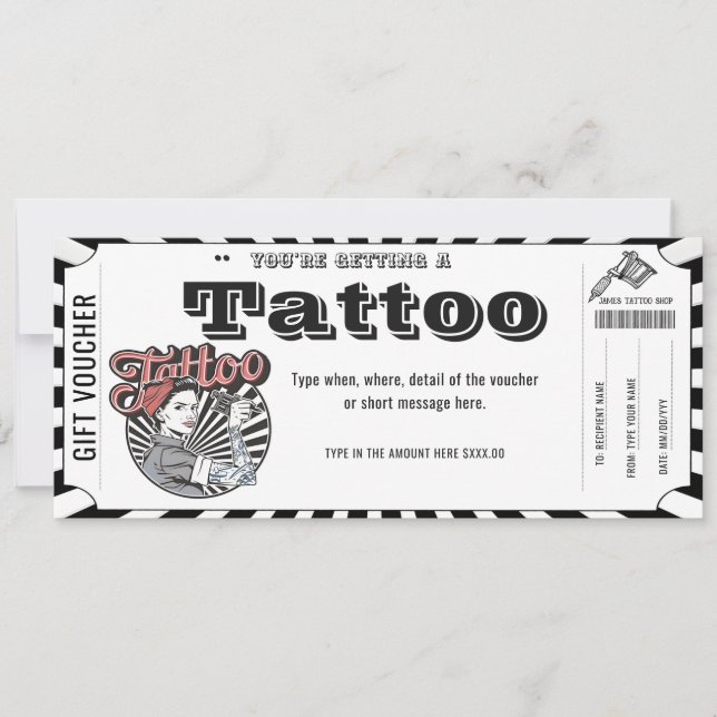 Convites Certificado de presente de tatuagem personalizada  (Frente)
