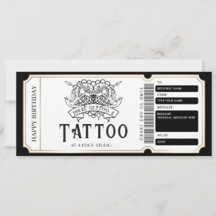 Convites Certificado de Presente de Tatuagem Personalizada