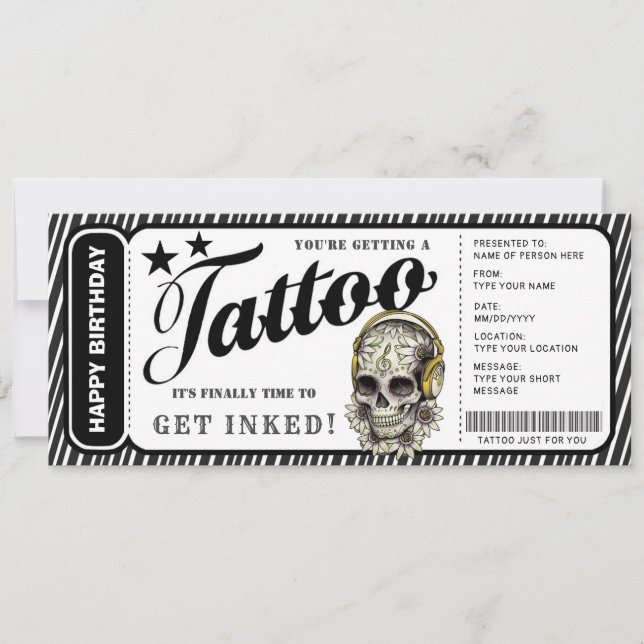 Convites Certificado de Presente de Tatuagem Personalizável (Frente)