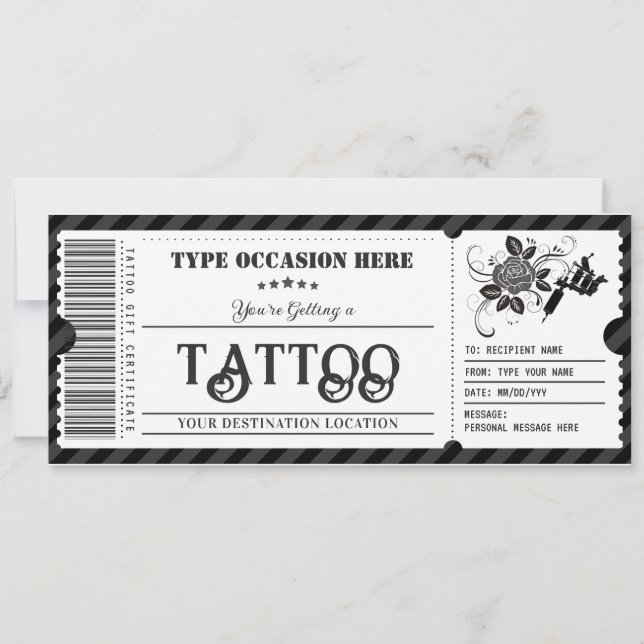 Convites Certificado de Presente de Tatuagem Personalizável (Frente)