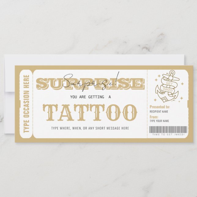 Convites Certificado de presente de tatuagem surpresa perso (Frente)