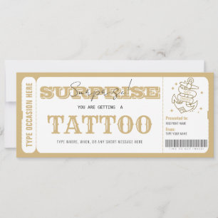 Convites Certificado de presente de tatuagem surpresa perso