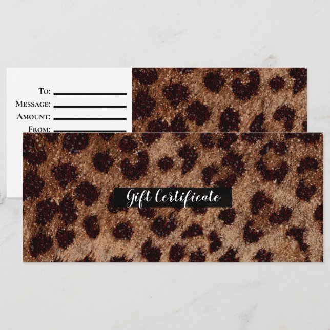 Convites Certificado de Presente Leopardo Guepardo Brilhant (Frente/Verso)