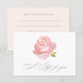Convites Certificado de Presente Rosa Bege Chic Aquarela