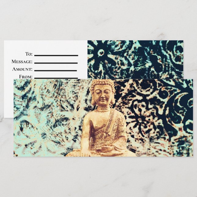 Convites Certificado de Presente Zen Elegante Buda Sentado  (Frente/Verso)