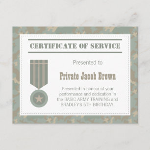 Convites Certificado de Serviço do Exército Agradecimento A