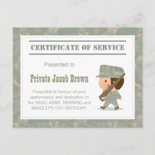 Convites Certificado de Serviço do Exército Obrigado Aniver