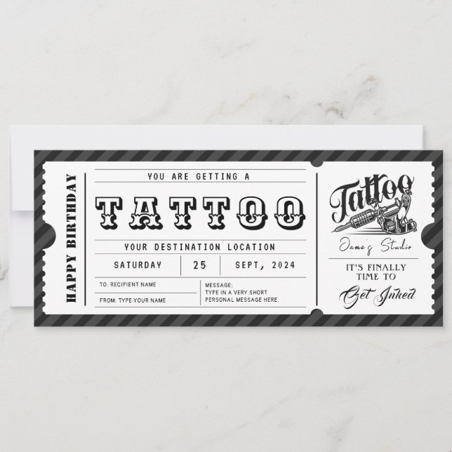 Convites Certificado de Vale-Presente de Tatuagem Personali (Frente)