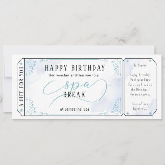 Convites Certificado De Voucher Azul De Massagem De Spa Dia