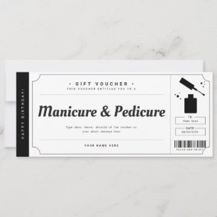 Convites Certificado de Voucher de Presente de Manicure Ped