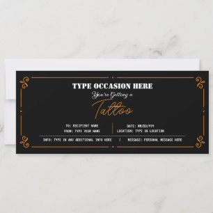 Convites CERTIFICADO DE Voucher de Presente de Tatuagem Pes