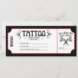Convites Certificado de Voucher de Tatuagem Pessoal Bilhete