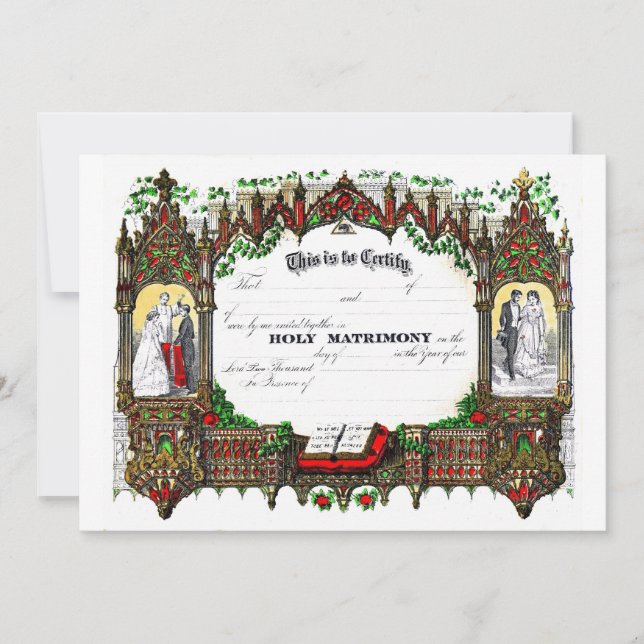 Convites certificado do casamento desde 1877 (Frente)