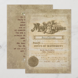 Convites Certificado do casamento vintage