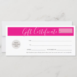 Convites CERTIFICADO GIFT comprovante de negócios fuschia r