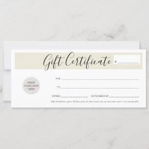 Convites CERTIFICADO GIFT título comercial elegante marfim