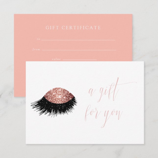 Convites Certificado Glitter Eye Glitter Dourado rosa (Frente/Verso)