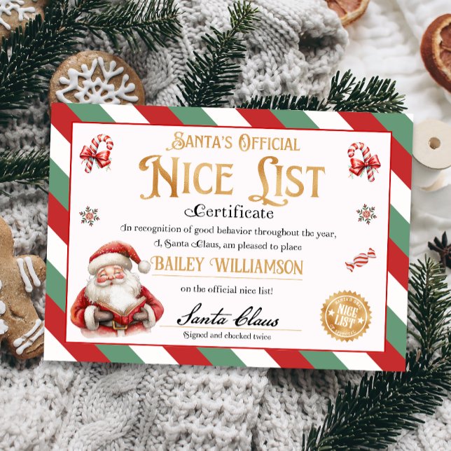 Convites Certificado Nice de Papais noeis aprovados, verifi (nice certificate official nice list Santa Claus instant download printable)