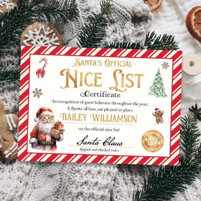 Convites Certificado Nice de Papais noeis aprovados, verifi (nice certificate official nice list Santa Claus instant download printable)