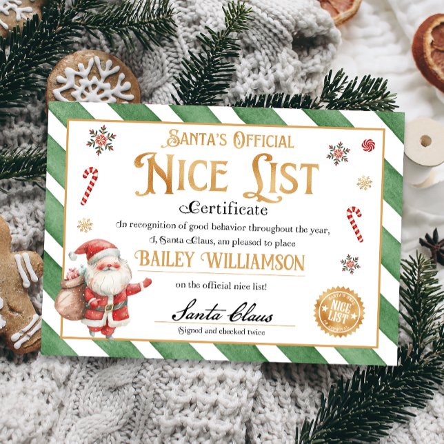 Convites Certificado Nice de Papais noeis aprovados, verifi (nice certificate official nice list Santa Claus instant download printable)