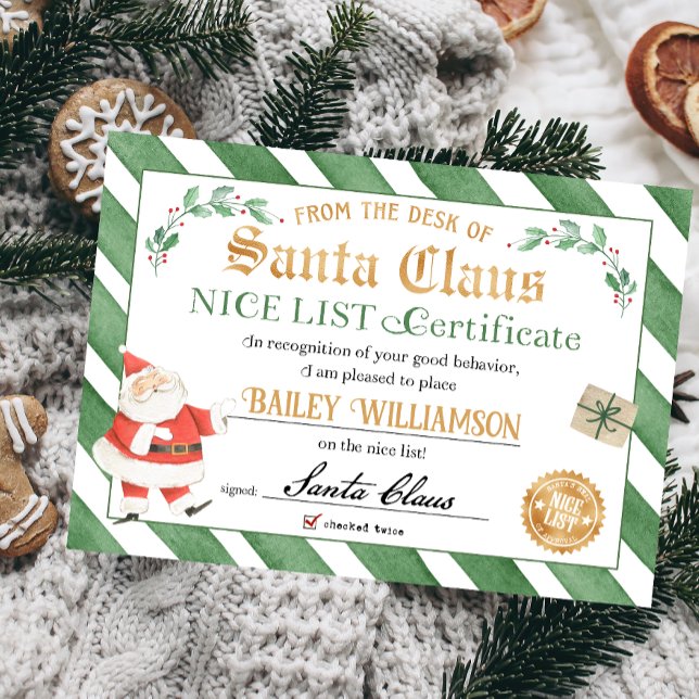 Convites Certificado Nice do selo de aprovação do Papai noe (Nice list approved seal of approval authentic Santa Nice List Certificate)