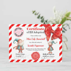 Convites Certificado Oficial de Adoção de Elfo do Polo Nort