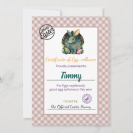 Convites Certificado Personalizado de Ovos de Páscoa para C