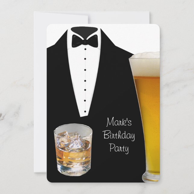 Convites Cerveja de Aniversário de Smoking Uísque Escocês (Frente)